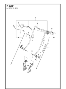 Handle 3 Diagram and Parts List for LC353V  Husqvarna Lawn Mower