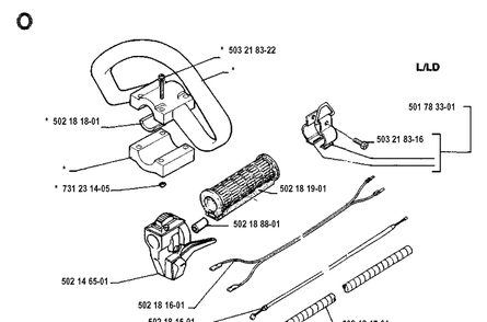 Handle And Controls Diagram and Parts List for 132LD 19904400001-19920100000 Husqvarna Edger