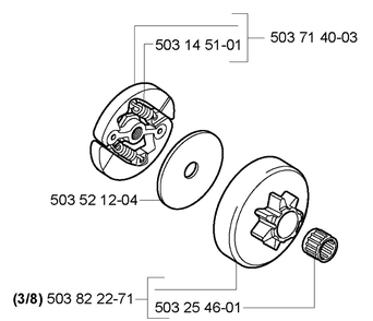 Clutch/Drum Diagram and Parts List for 338XPT 2005-03 Husqvarna Chainsaw