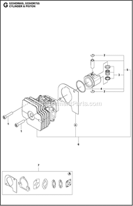 Cylinder Piston Diagram and Parts List for 522HDR75S  Husqvarna Trimmer