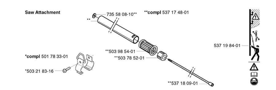 Shaft 2 Diagram and Parts List for 325P 20021800001-20042299999 Husqvarna Pole Saw