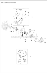 Fuel Tank Diagram and Parts List for 130L  Husqvarna Trimmer