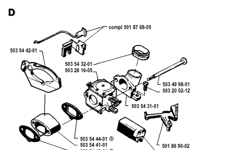 Carburetor Diagram and Parts List for 262XP 19924400001-19942300000 Husqvarna Chainsaw
