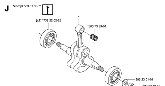 Crankshaft Diagram and Parts List for 272XP 20070100001-20091400000 Husqvarna Chainsaw
