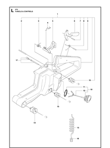 Handle And Controls Diagram and Parts List for 272XP 20163200001-20173200000 Husqvarna Chainsaw