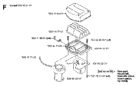 Air Filter Diagram and Parts List for RIDERPRO15 (953535001)(2004-01) Husqvarna Lawn Tractor