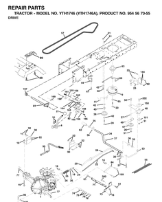 Drive Diagram and Parts List for YTH1746 (954567055)(2000-11) Husqvarna Lawn Tractor