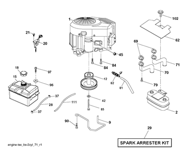 Engine Diagram and Parts List for YTH22V46 (96043018101)(2014-03) Husqvarna Lawn Tractor