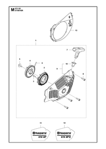 Starter Diagram and Parts List for 572XP-572XPG 572 XP W-572 XP GW Husqvarna Chainsaw