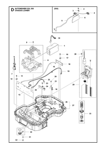 Chassis Lower Diagram and Parts List for 520 2020 Husqvarna Lawn Mower