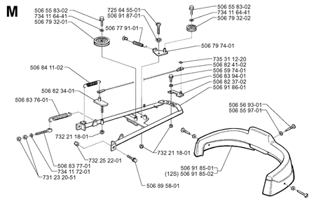 Frame Diagram and Parts List for R970 1997-03 Husqvarna Lawn Tractor