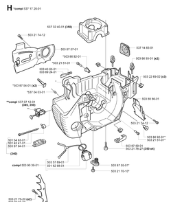 Crankcase Diagram and Parts List for 340 20041000001-Current Husqvarna Chainsaw