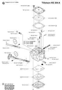 Carburetor Details Diagram and Parts List for 265RX  Husqvarna Brush Cutter