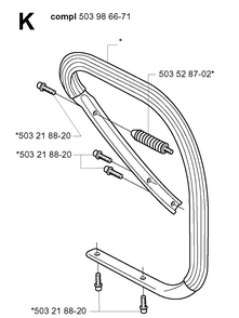 Handle Diagram and Parts List for 385XP 20011300001-20034000000 Husqvarna Chainsaw