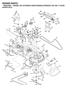 Mower Deck / Cutting Deck Diagram and Parts List for GTH250XP (HEGTH250KA)(2003-01) Husqvarna Lawn Tractor