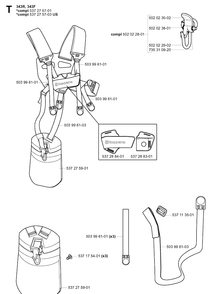 Harness 2 Diagram and Parts List for 343F 20043100001-20064000000 Husqvarna Brush Cutter