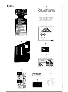 Decals Diagram and Parts List for R220T (966785701)(2017) Husqvarna Lawn Mower