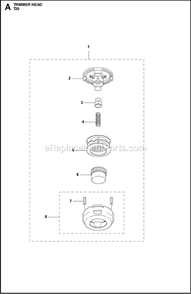 Trimmer Head Diagram and Parts List for 130C  Husqvarna Trimmer