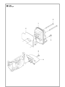 Muffler Diagram and Parts List for 236R  Husqvarna Brush Cutter