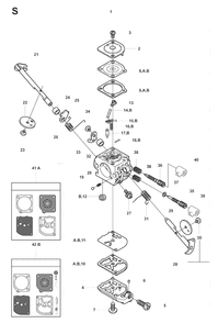 Carburetor Details Diagram and Parts List for 327LX 20080900001 - 20090100000 Husqvarna Trimmer