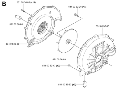 Fan Diagram and Parts List for 155B (20014000001-20041499999)(2001) Husqvarna Leaf Blower / Vacuum