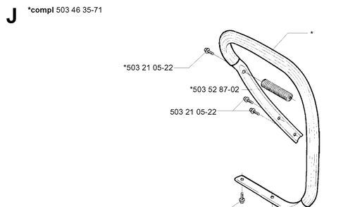 Handle Diagram and Parts List for 395XP/ (XPG)(20051800001-20070100000) Husqvarna Chainsaw