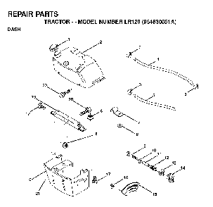 Dash Diagram and Parts List for LR120 (954830051A)(1995-08) Husqvarna Lawn Tractor