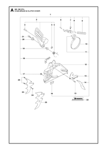 Chain Brake And Clutch Cover Diagram and Parts List for 395XP-XPG (EPA)(20102200001 - 20163899999) Husqvarna Chainsaw