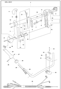 Throttle/355fx, 355fxt Diagram and Parts List for 355FXT 2008-07 Husqvarna Brush Cutter