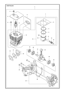 Short Block Diagram and Parts List for 525DEPSMADSAW  Husqvarna Pole Saw