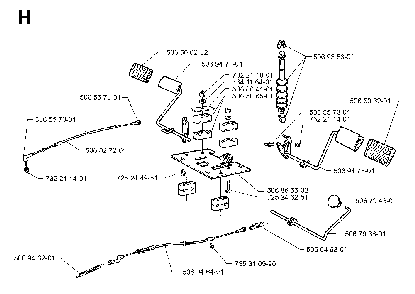 Pedals Diagram and Parts List for RIDER1030BIOCLIP 1997-05 Husqvarna Lawn Tractor