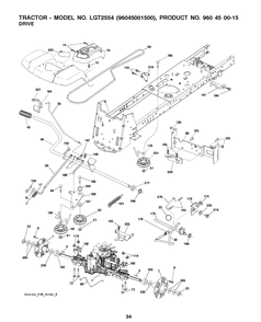 Drive Diagram and Parts List for LGT2554 2009-01 Husqvarna Lawn Tractor