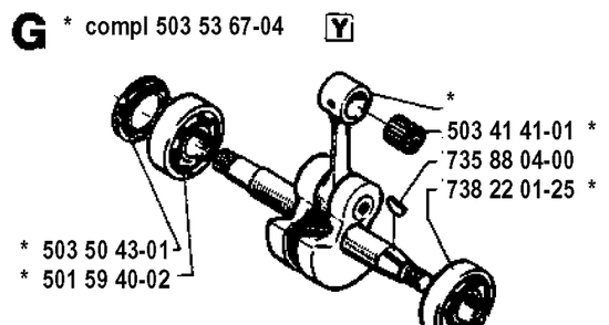 Crankshaft Diagram and Parts List for 242 19941400001-19981800000 Husqvarna Chainsaw