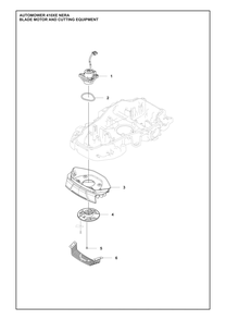 Blade Motor And Cutting Equipment Diagram and Parts List for 410XENERA  Husqvarna Lawn Mower