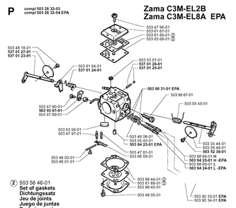 Carburetor Details Diagram and Parts List for 365 19991400001-19994699999 Husqvarna Chainsaw