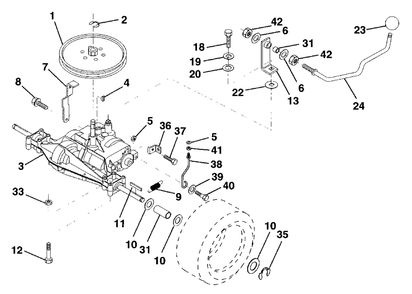 Transaxle Diagram and Parts List for LR100 (954000572-A)(1995-03) Husqvarna Lawn Tractor