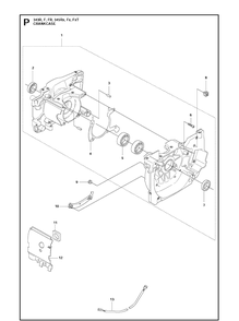 Crankcase 2 Diagram and Parts List for 343FR  Husqvarna Brush Cutter