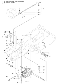 Hydraulic Pump - Motor 2 Diagram and Parts List for RIDER15V2AWD (965200901)(2009-04) Husqvarna Lawn Mower