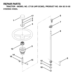 Steering Diagram and Parts List for LT130 (954820100-E)(2000-02) Husqvarna Lawn Tractor
