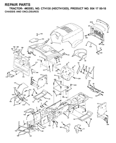 Chassis And Enclosures Diagram and Parts List for CTH130 (954170018-D)(2001-02) Husqvarna Lawn Tractor