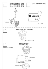 Service Updates 2 Diagram and Parts List for 345 20070100001-Current Husqvarna Chainsaw