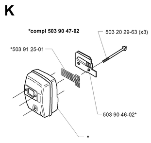 Muffler Diagram and Parts List for 232RD 20001400001 & Above Husqvarna Trimmer