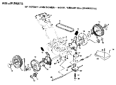 Repair Parts Diagram and Parts List for 56CS (954069001A, 532702510)(1994-07) Husqvarna Lawn Mower