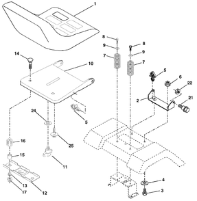 Seat Assembly Diagram and Parts List for YTH2148 (954571960-A)(2003-11) Husqvarna Lawn Tractor