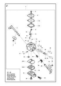 Carburetor Details Diagram and Parts List for 356BF (X-SERIES)(20144900001-Current) Husqvarna Leaf Blower / Vacuum