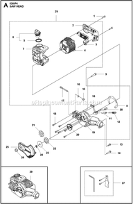 Saw Head Diagram and Parts List for 530IP4  Husqvarna Lawn Tractor Accessories