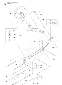 Steering Diagram and Parts List for RIDER16 (965161601)(2007-06) Husqvarna Lawn Mower