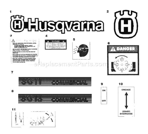 Page D Diagram and Parts List for SG11 2000-12 Husqvarna Stump Grinder