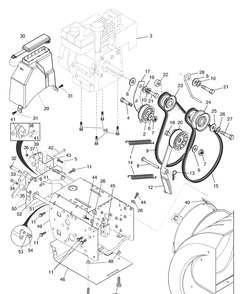 Chassis/Engine/Pulleys Diagram and Parts List for ST524 (HL524STA)(954633552)(2003-08) Husqvarna Snow Blower