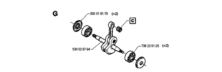 Crankshaft Diagram and Parts List for 36 19941800001-Current Husqvarna Chainsaw